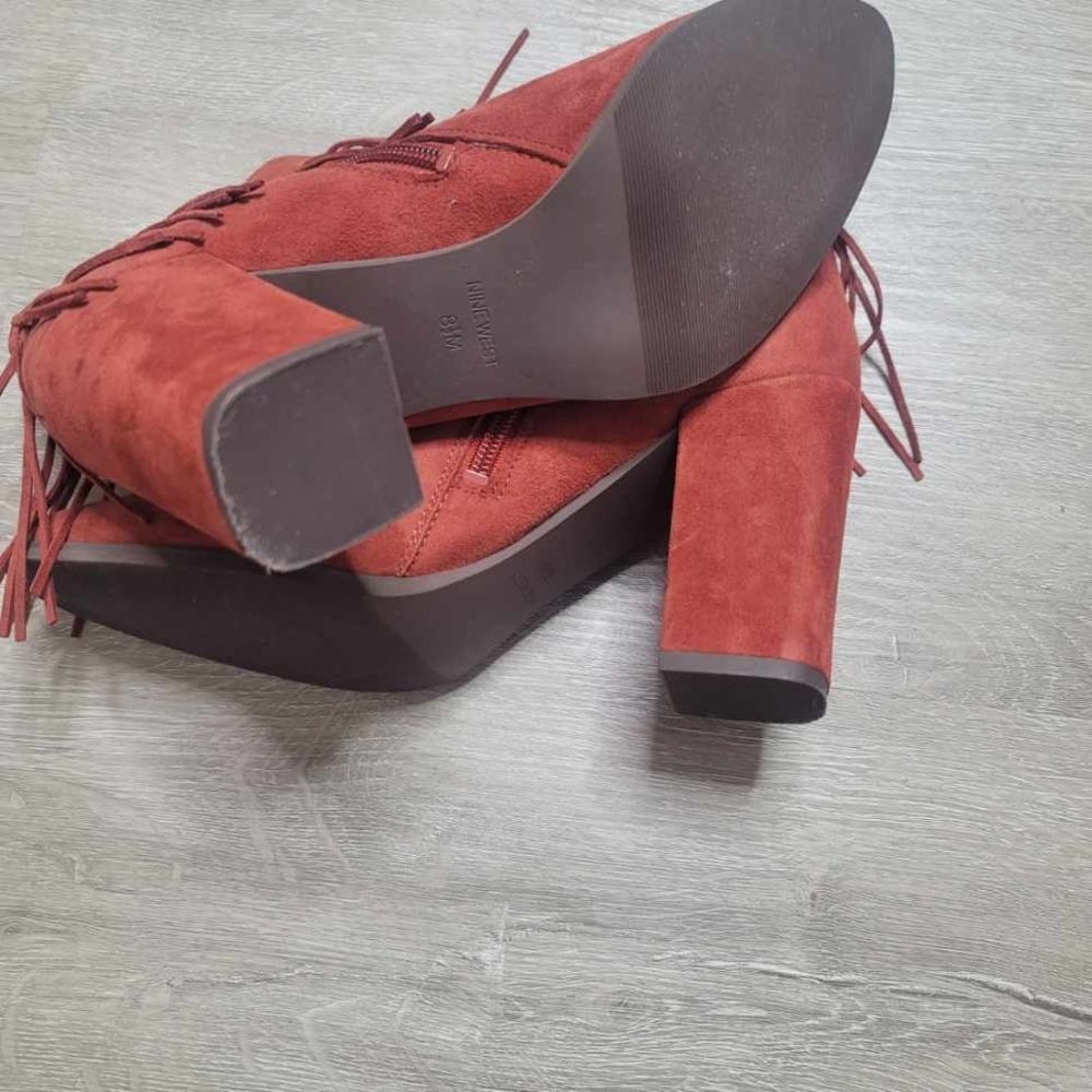 Nine West Red Fringe Heeled Boots - Picture 10 of 12
